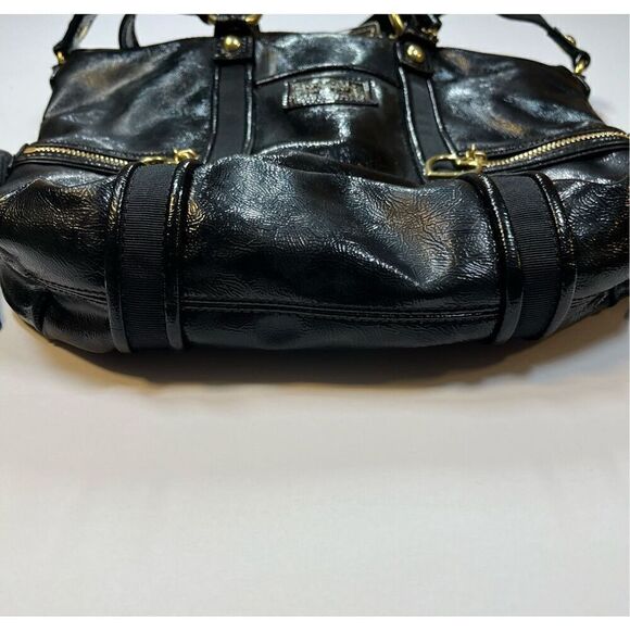 Vintage Coach Black Patent Leather Poppy Daisy Liquid Glass Heart Zipper Bag EUC - Picture 10 of 15